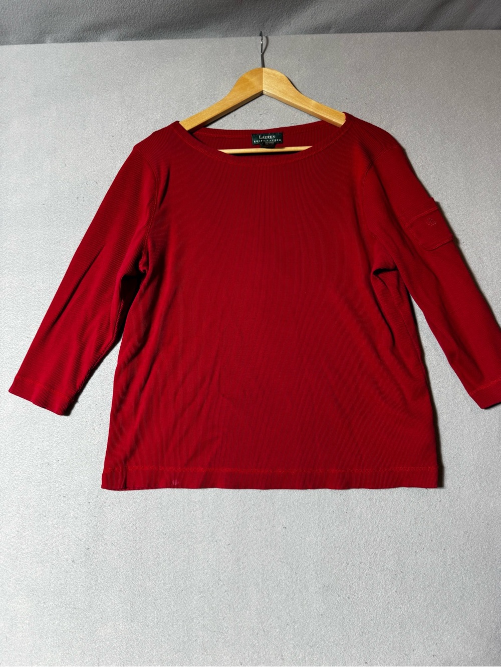 Lauren Ralph Lauren Women’s Red Boatneck Long Sleeve Top Size 1X